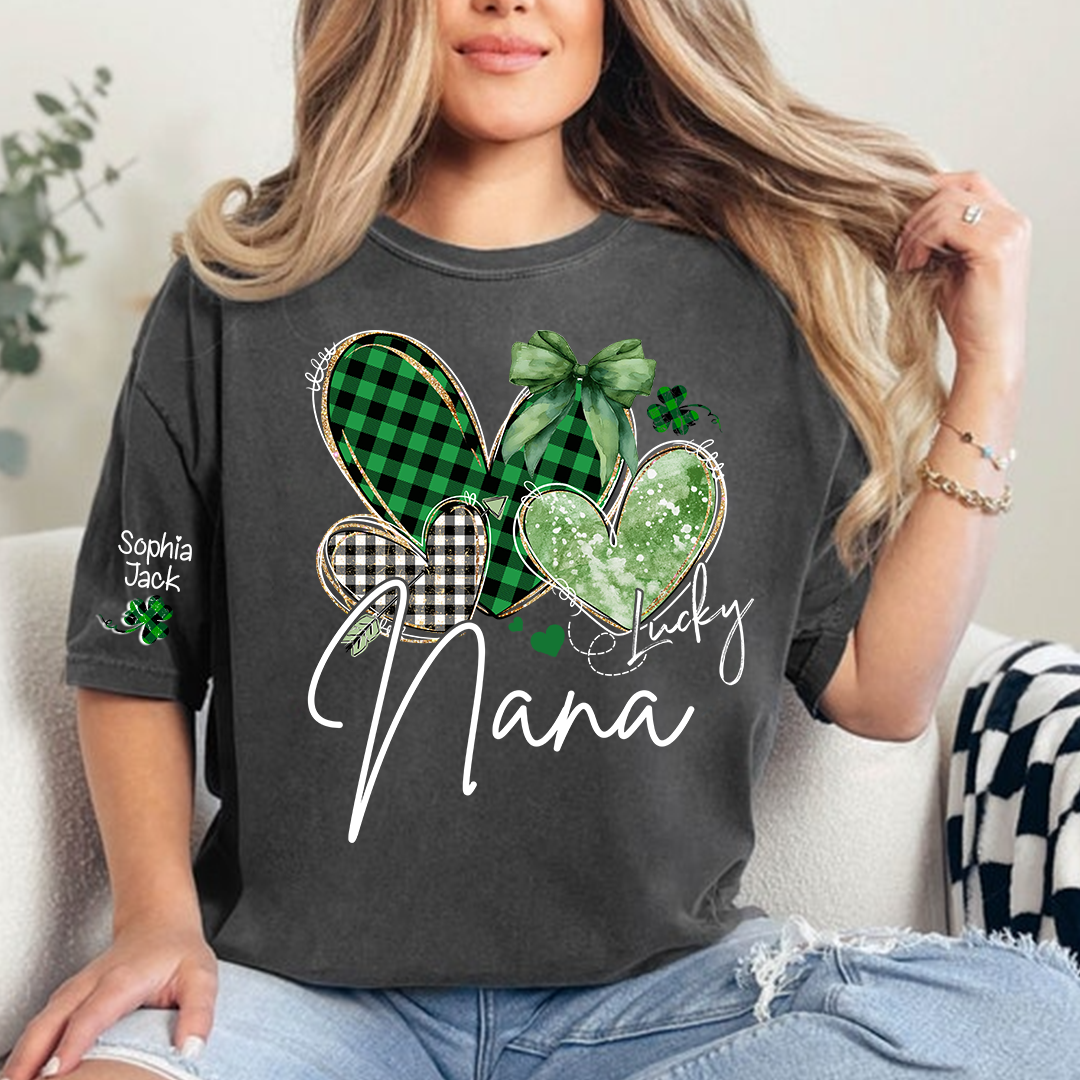 Lucky Nana Heart St Patrick’s Day T-Shirt, Gift For Grandma And Kids