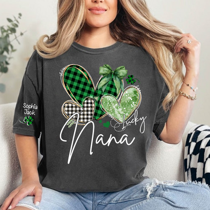 Lucky Nana Heart St Patrick’s Day T-Shirt, Gift For Grandma And Kids