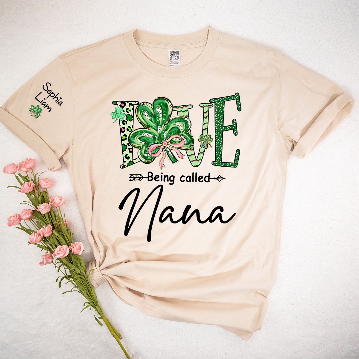 Personalized Nana Shirt St Patricks Day Shamrock Design, Custom Nana T Shirt With Names