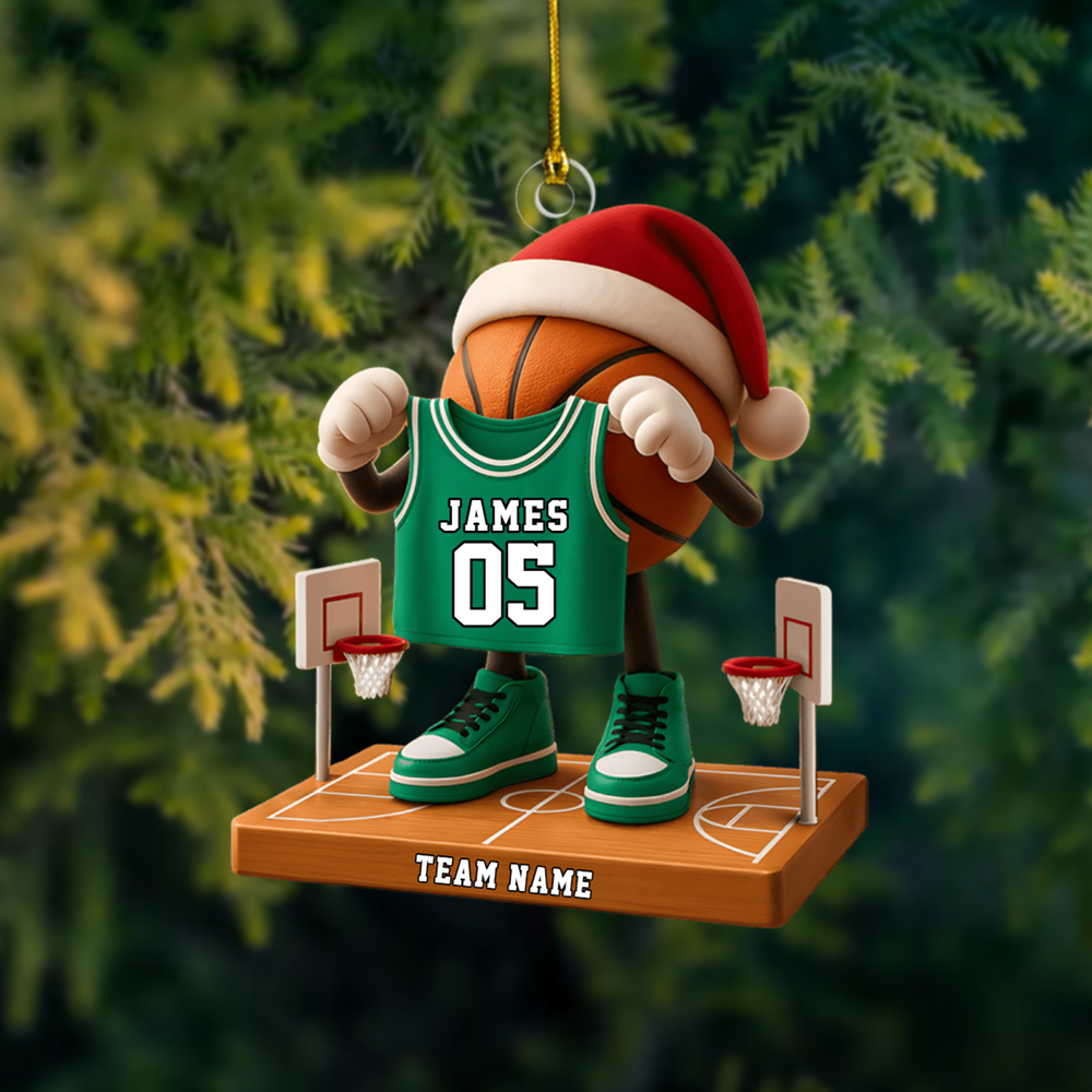 Personalized Basketball Ornament – Custom Name, Jersey Number & Team Name Christmas Decoration for Basketball Players Ornament