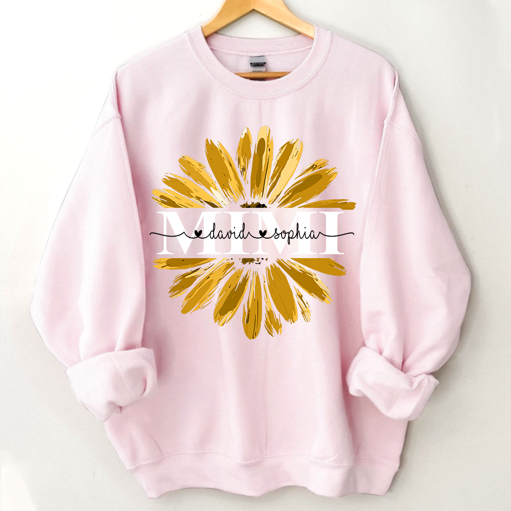 Mimi Yellow Daisy Flower With Grandkids Sweatshirt