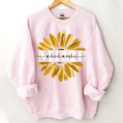 Mimi Yellow Daisy Flower With Grandkids Sweatshirt