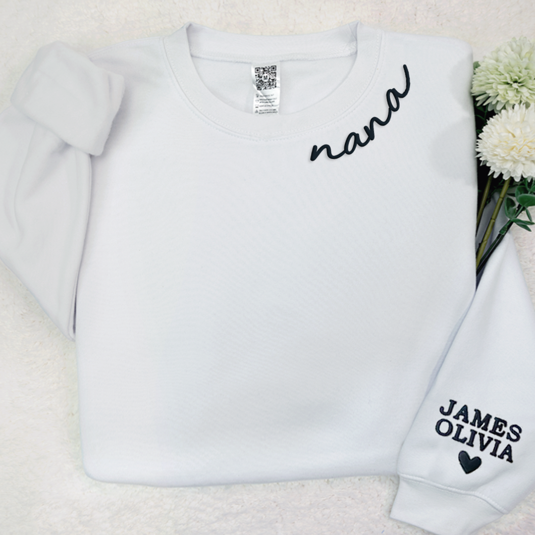 Puff Sweatshirt Nana With Kids Names On Sleeve Sweatshirt