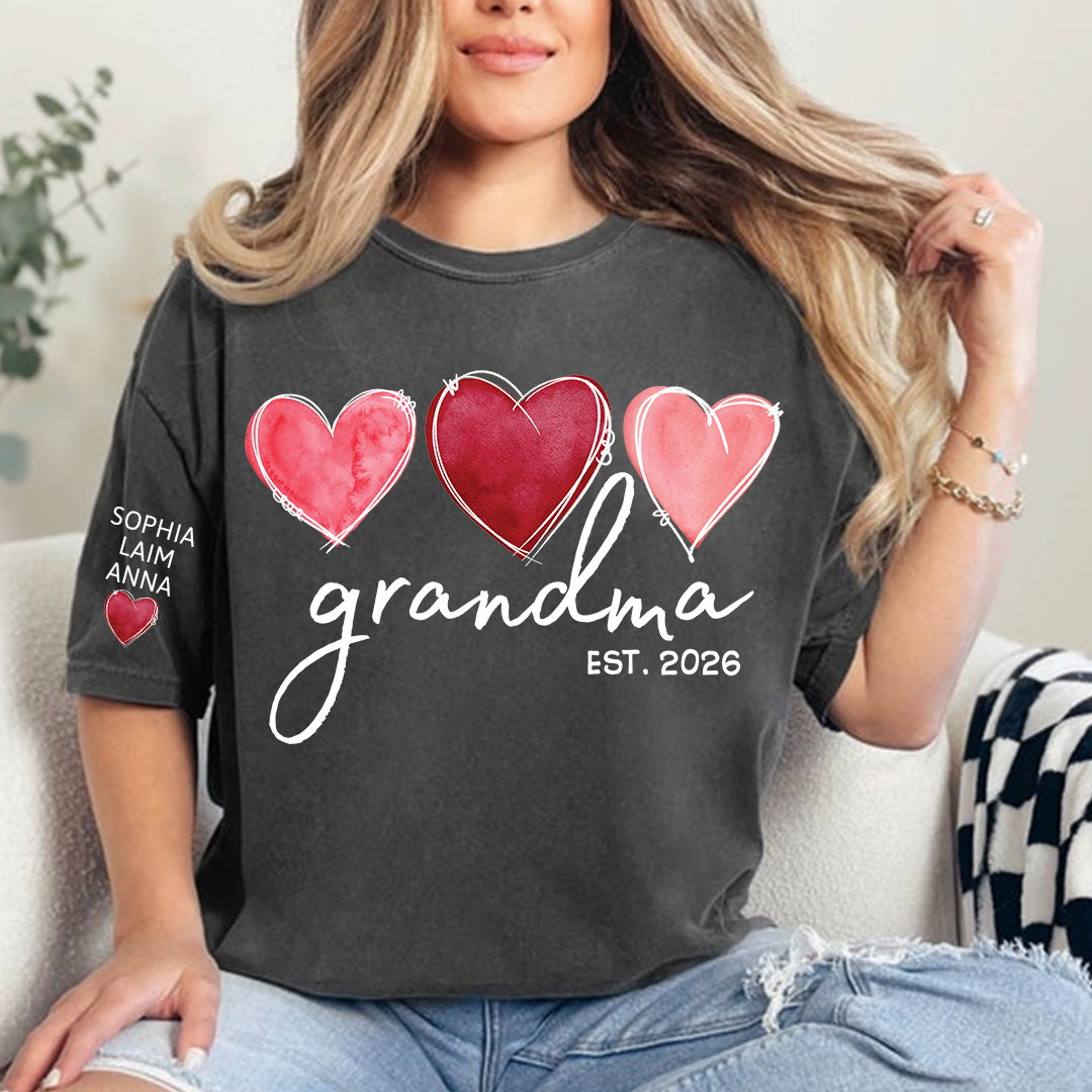Custom Grandma Valentine T-shirt, Heart Valentine Gifts For Grandma And Kids