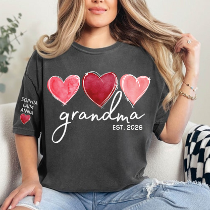 Custom Grandma Valentine T-shirt, Heart Valentine Gifts For Grandma And Kids