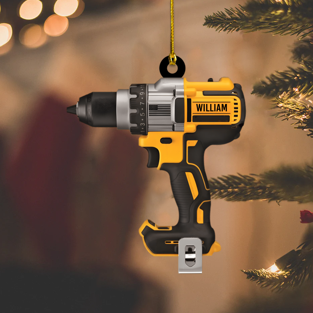 Personalized Power Drill Ornament 2025 – Custom Name Tool Ornament, Gift for Carpenter, Builder & Handyman Ornament