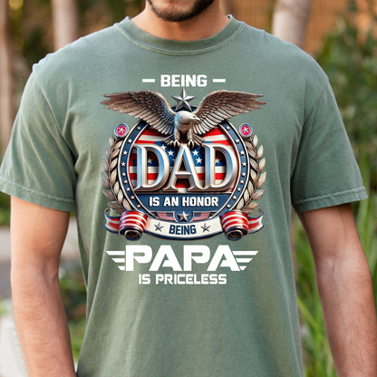 Papa Shirt Patriotic Eagle Design, Being Dad Is an Honor Quote T Shirt, Gift for Grandpa Papa