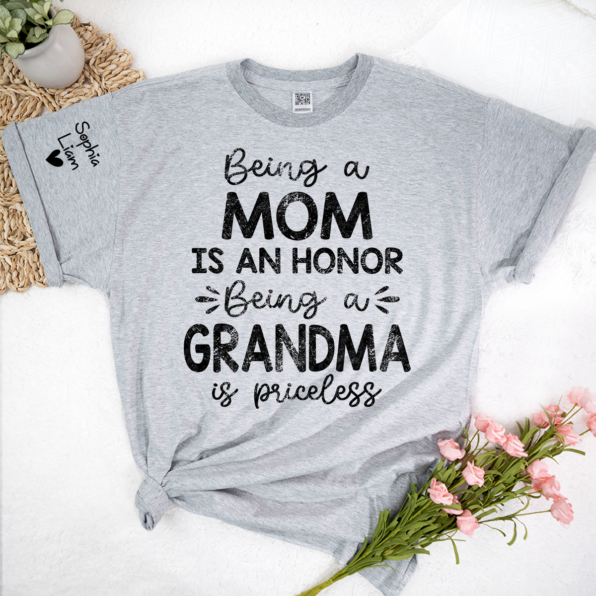 Being a Mom is an Honor Being a Grandma is Priceless Tee, Custom Grandma Shirt, Gift Idea for Mom and Grandma