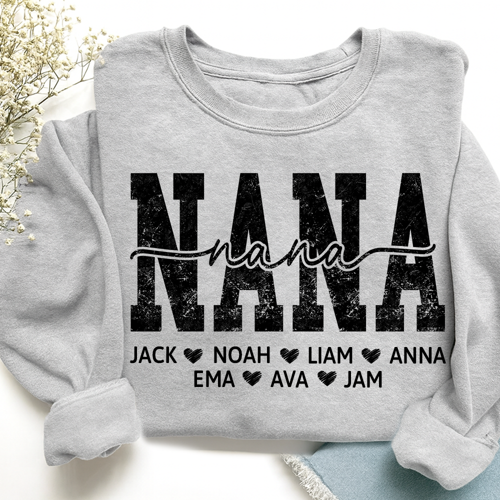Personalized Nana 2025 Sweatshirt, Custom Gift For Grandma And Kids