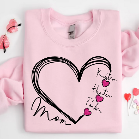 Custom Heart Mom And Kids Valentine's Day LTP01 Sweatshirt