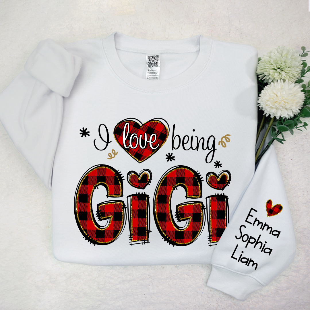 Personalized Love Being Gigi Christmas With Grandkids, Grandma Gift TH Sweatshirt