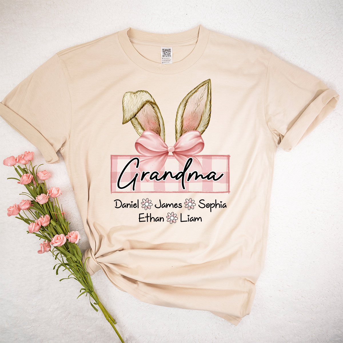 Custom Grandma Shirt For Easter, Bunny Grandma Shirt With Children Names