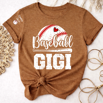 Custom Baseball Gigi T-Shirt, Graphic Tee With Baseball And Heart Design for Gift Grandma And Kids