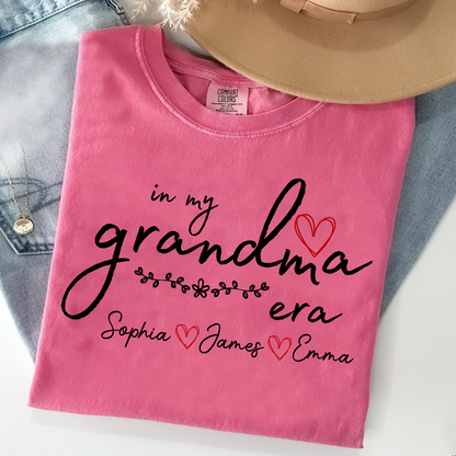 Comfort Colors Personalized In My Grandma Era T Shirt, Perfect Gift for Grandmothers with Kids' Names