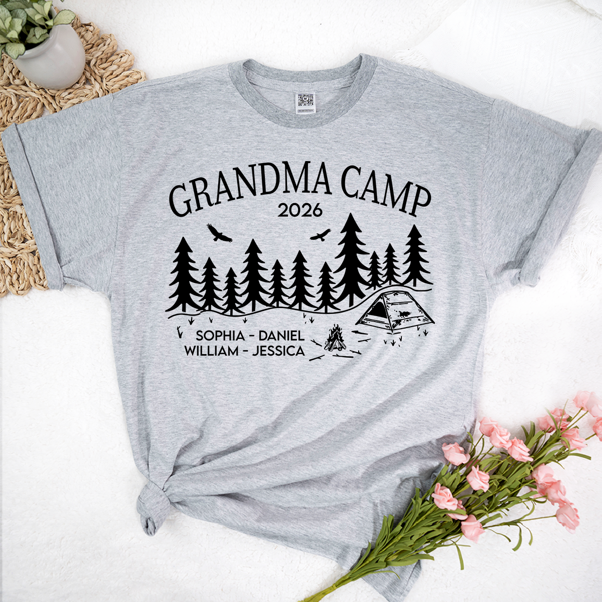 Grandma Camp Shirt 2026, Custom Grandma Camping T-Shirt with Grandchildren Names, Nature Lover Gift for Grandma