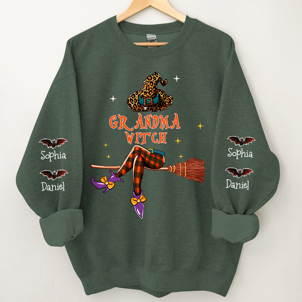 Grandma Witch Halloween Sweatshirt, Custom Grandma & Kids, Grandma Gift Halloween TH