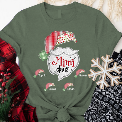 Custom Mimi Claus With Grandkids Christmas T-Shirt