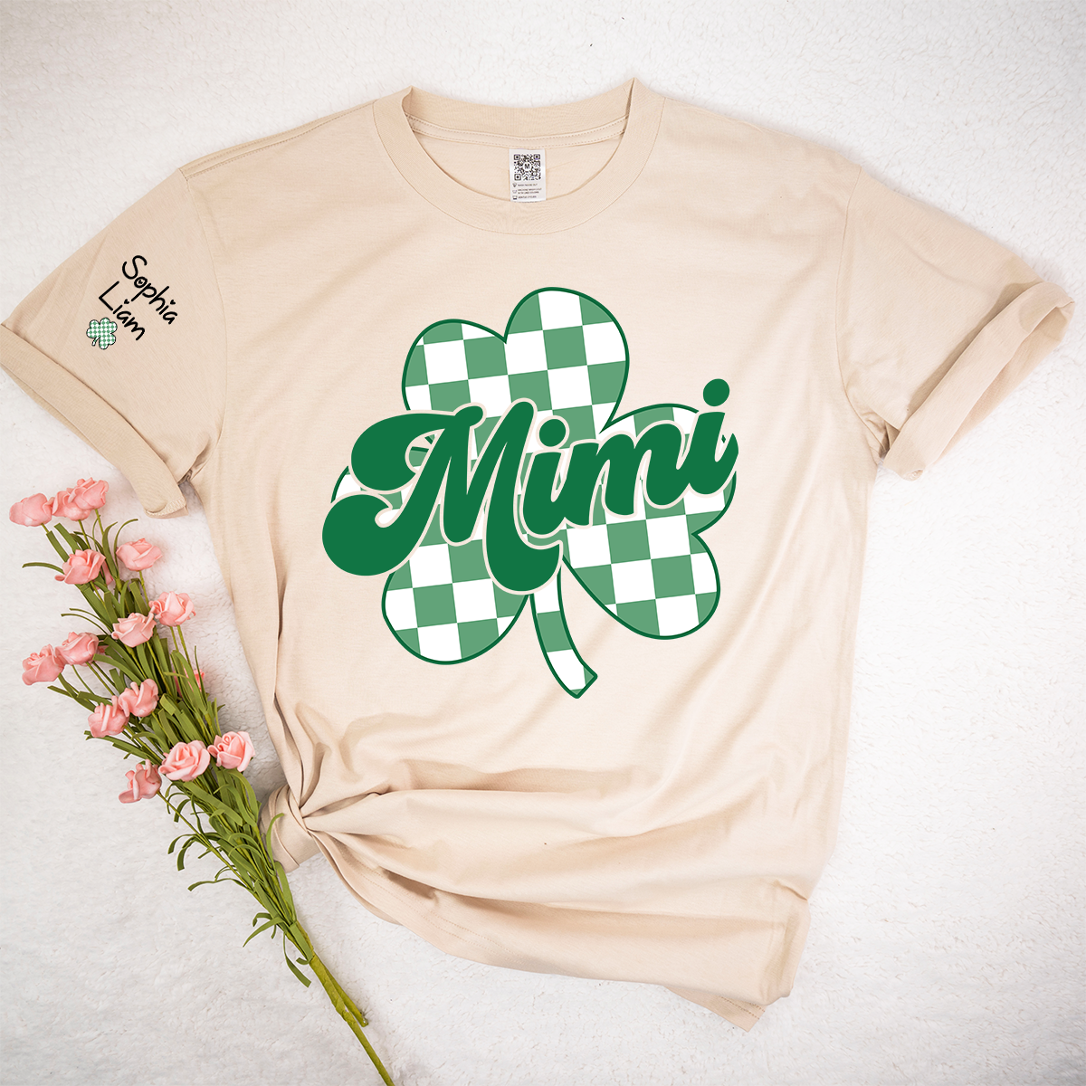 Mimi St Patrick’s Day Shirt with Shamrock, Personalized Grandma Clover T Shirt Gift for Family