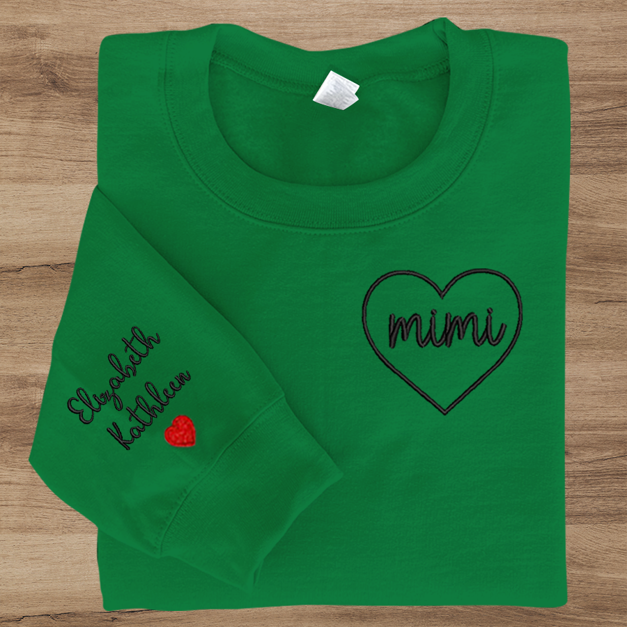 Mimi Embroidered Sweatshirt, Custom Mimi And Kids, Grandma Gift TH Sweatshirt