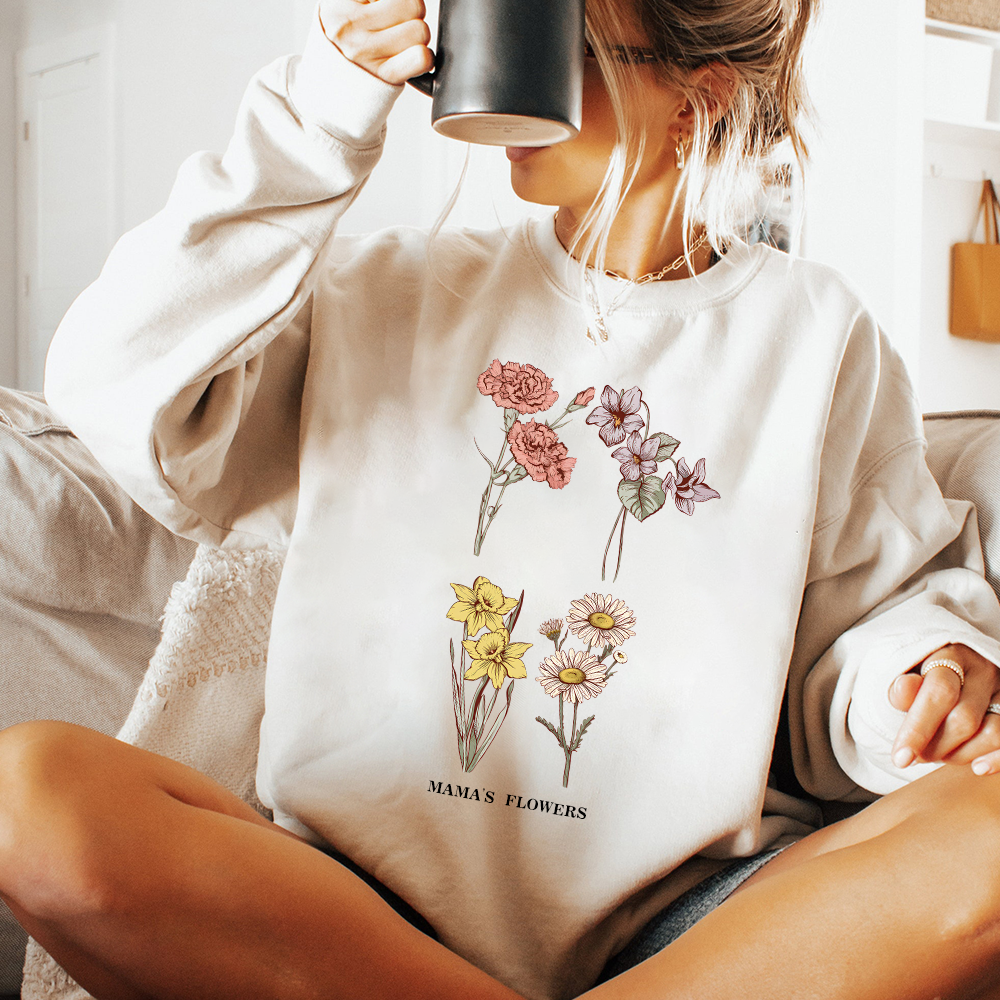 Custom Birth Month Sweatshirt Birth Flower Sweater, Birth Flower Shirt, Grandma's Garden, Personalized Sweatshirt