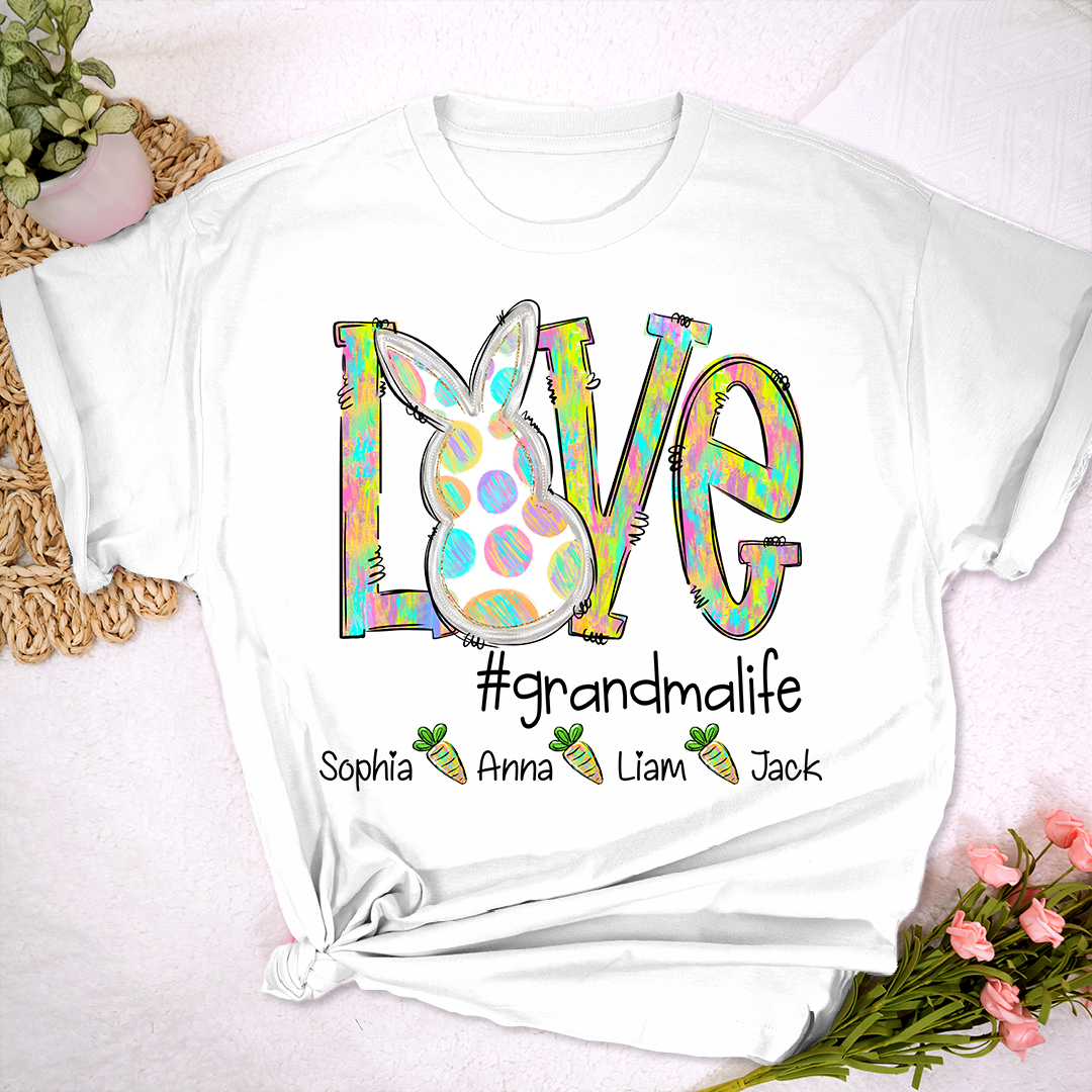 Love Grandma Life Rainbow Easter Egg Bunny And Kids Carrot LTP01