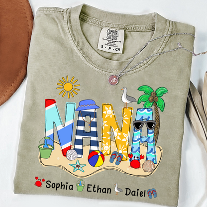 Comfort Colors® Summer Nana Tshirt, Custom Nickname With Grandkids Name, Love Summer 2025