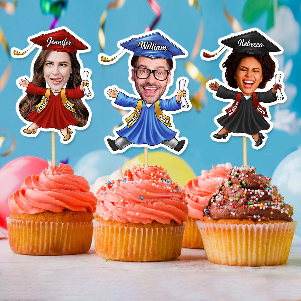 Graduation Gift Ideas, Custom Photo Graduation cupcake toppers, graduation cupcake toppers 2025