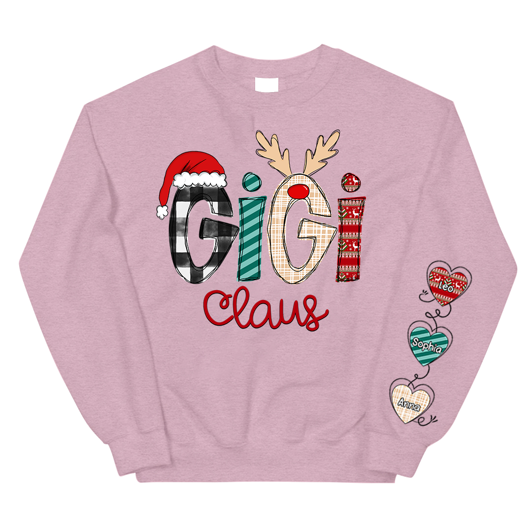 Personalized Gigi Claus With Grandkids Sweatshirt