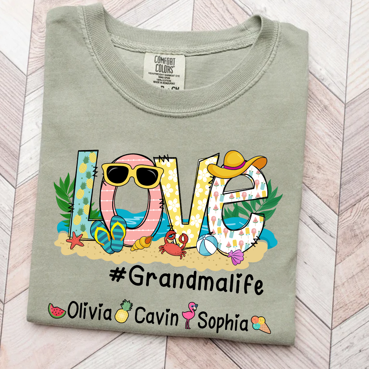 Comfort Colors® Love Grandma Life Beach T-Shirt, Gift For Grandma T-Shirt