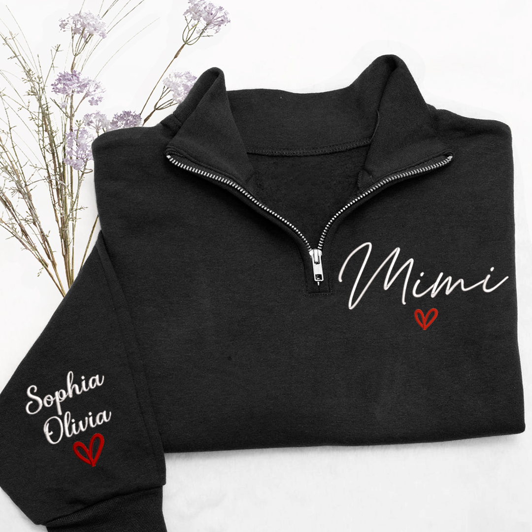 Personalized Hand Embroidered Mimi Sweater, Gift for Grandma and Grandchildren's Names