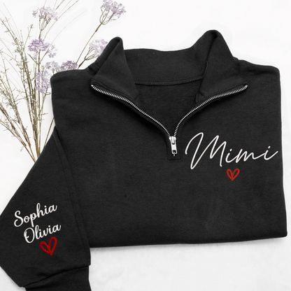 Personalized Hand Embroidered Mimi Sweater, Gift for Grandma and Grandchildren's Names