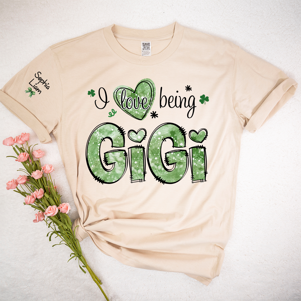 I Love Being Gigi Grandma Shirt, St Patrick’s Day Clover Tee, Personalized Gigi Family Shirt with Names