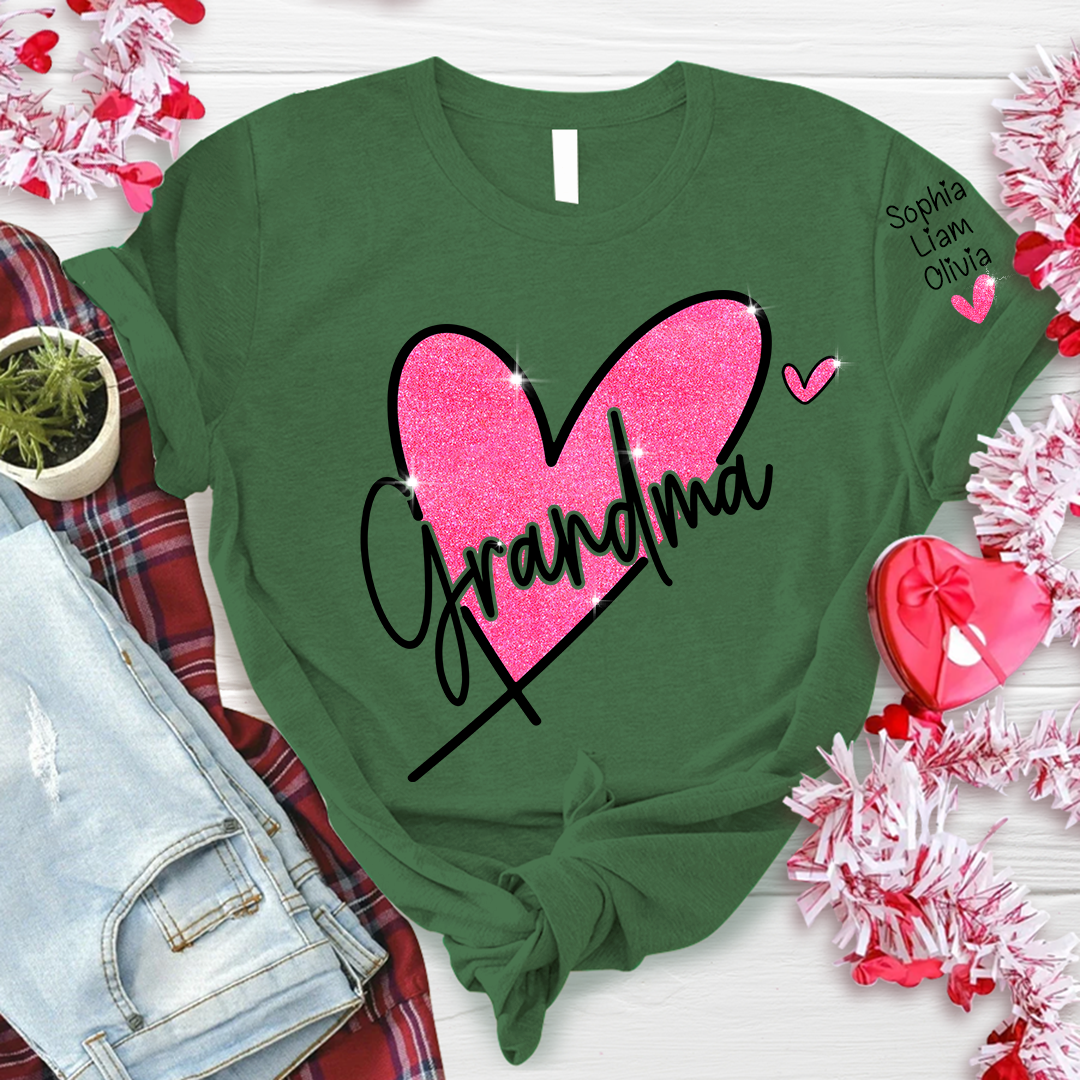 Glitter Heart Custom Grandma And Kids LTP01