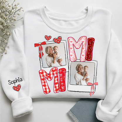Personalized Mimi Photo Sweatshirt, Custom Grandma Crewneck with Grandbaby Pictures, Mimi Valentine Family Gift