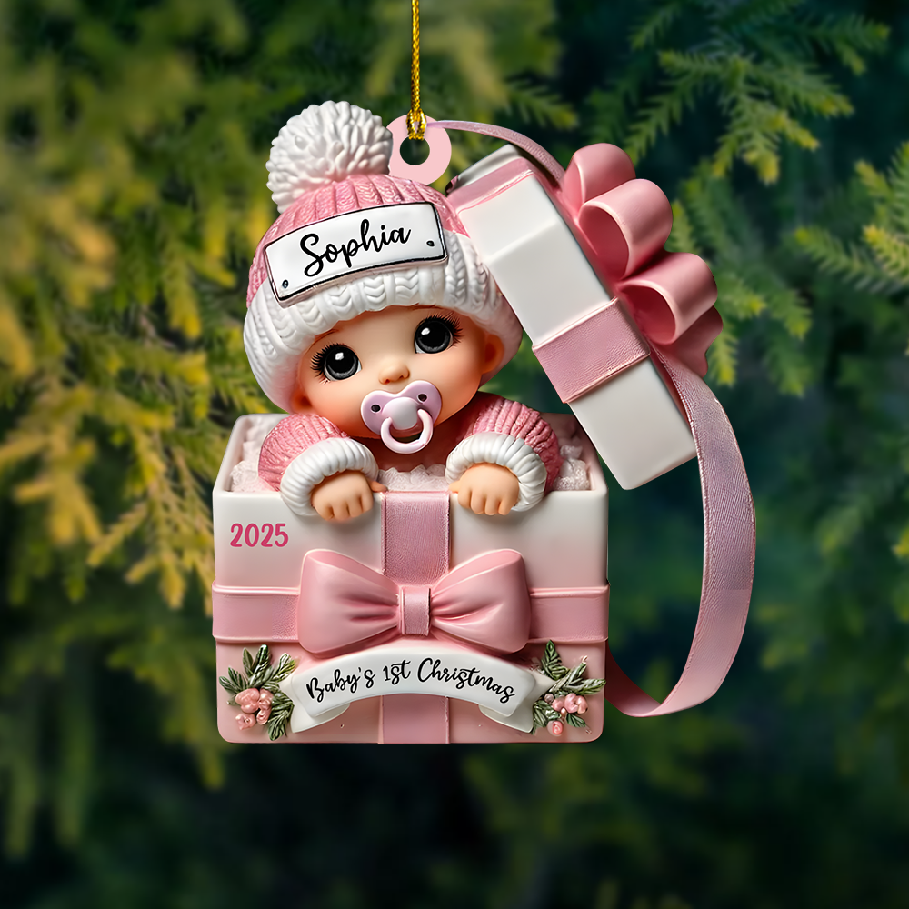 Custom Baby Ornament 2025 – Personalized Name & Year Baby’s 1st Christmas Keepsake for Boys and Girls Ornament