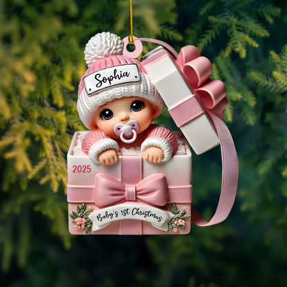 Custom Baby Ornament 2025 – Personalized Name & Year Baby’s 1st Christmas Keepsake for Boys and Girls Ornament