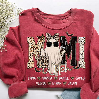 Custom Ghost Sweatshirt for Grandma, Halloween Witch Mimi Boo 2025