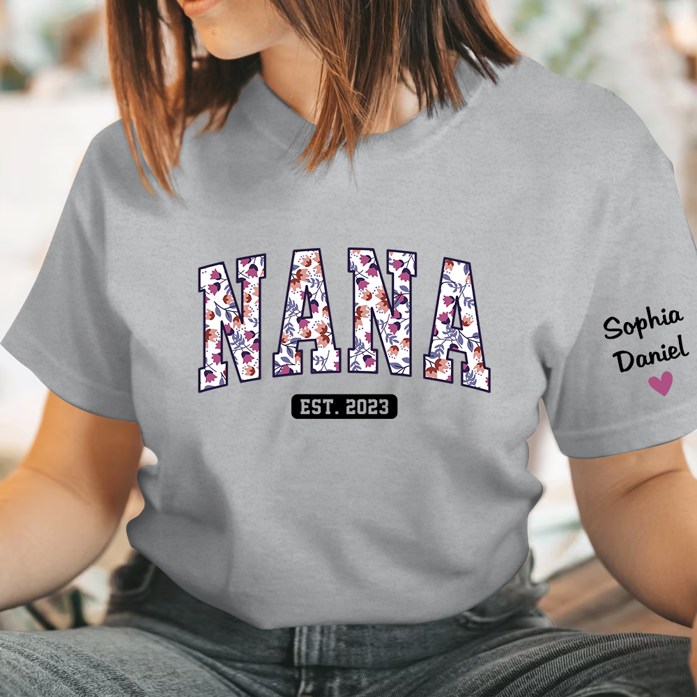 Nana Est Flower Pattern And Kids TH-1 T-Shirt