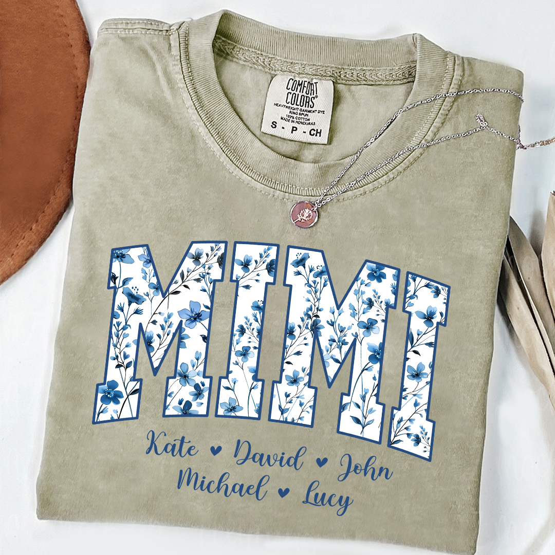 Comfort Colors® T-Shirt Personalized Blue Gigi, Custom Grandma and Kids