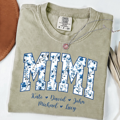 Comfort Colors® T-Shirt Personalized Blue Gigi, Custom Grandma and Kids