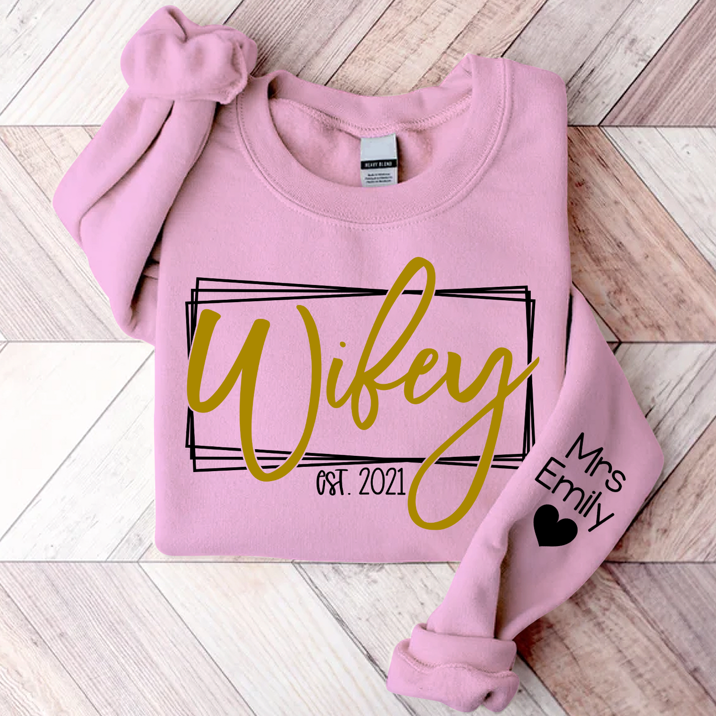 Wifey Hubby Custom Est Couple Sweatshirt, Gift For Fiance, Wedding Gift, Matching Couple Sweatshirt