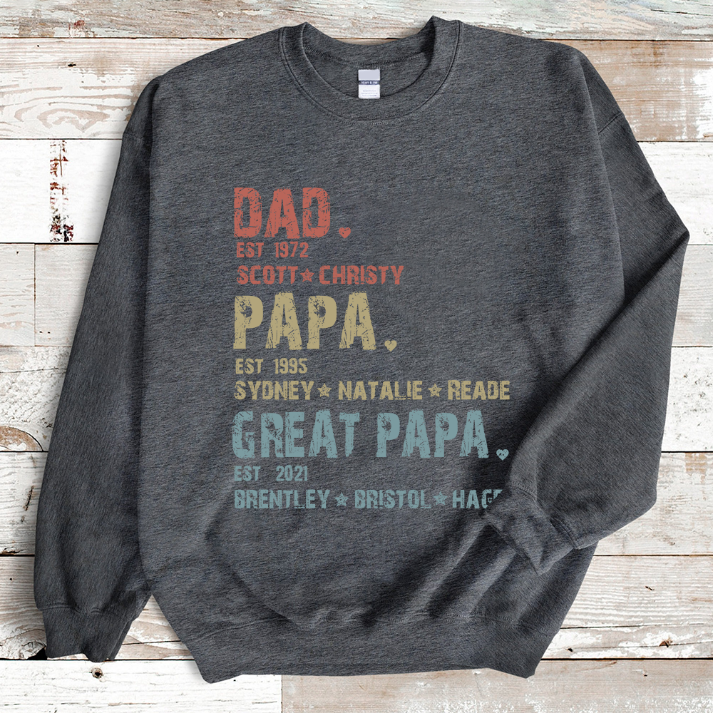 Dad Papa Great Papa And Kids Sweatshirt