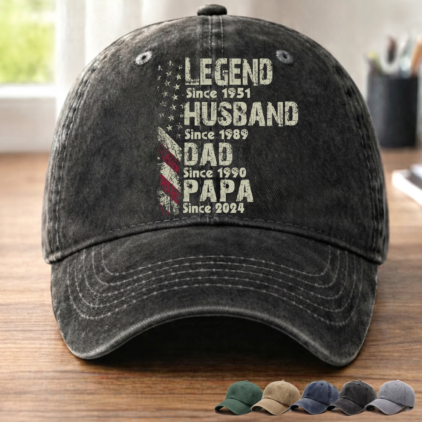 Legend Husband Dad Papa Father's Day Gift Trend, Personalized Custom Vintage Washed Denim Cap