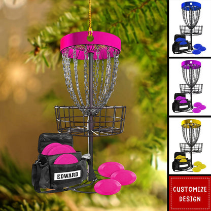 Personalized Disc Golf Ornament 2025 – Custom Name Disc Golf Basket Christmas Ornament for Players, Coaches, and Fans Ornament
