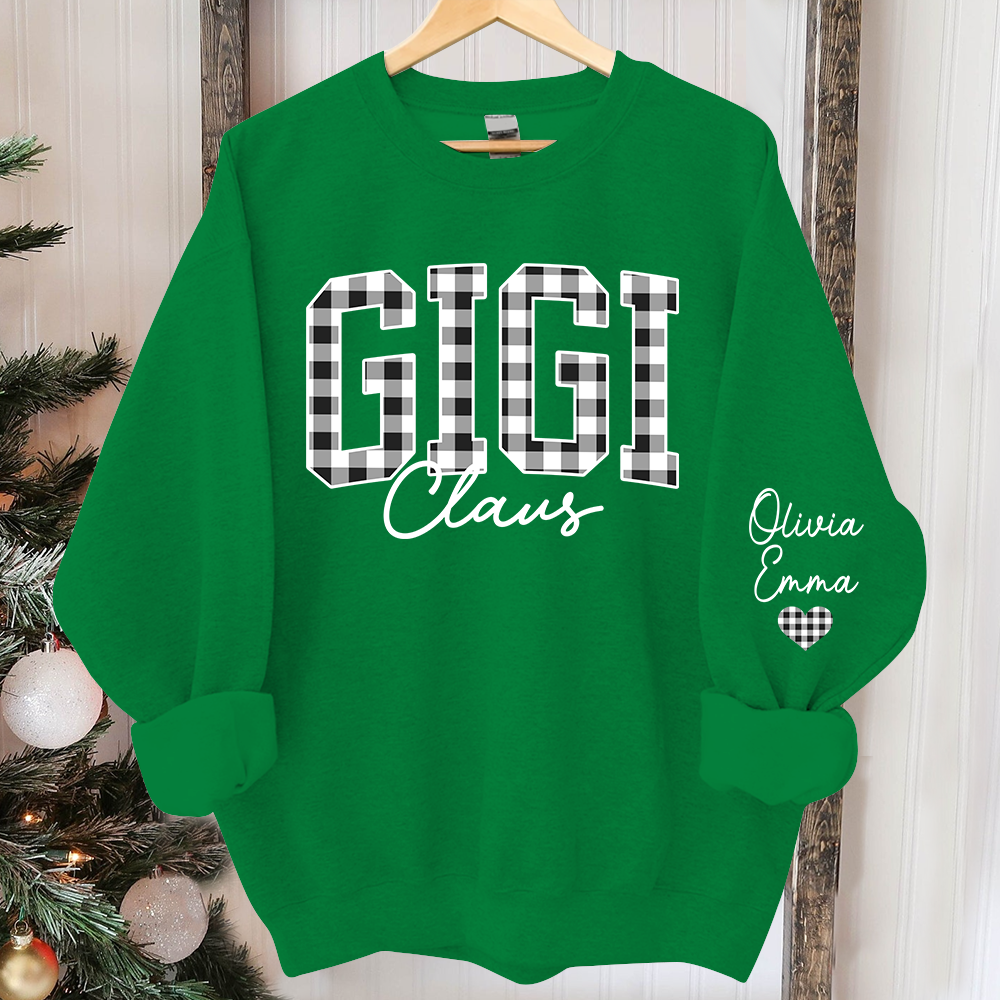 Custom Gigi Claus White Caro Christmas With Kids Sweatshirt