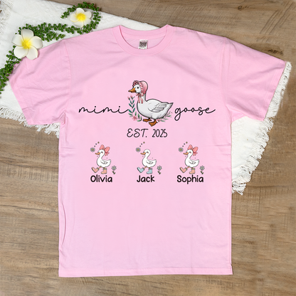 Custom Mimi Goose Est Shirt, Personalized Nickname And Grandkids, Gift For Mother's Day