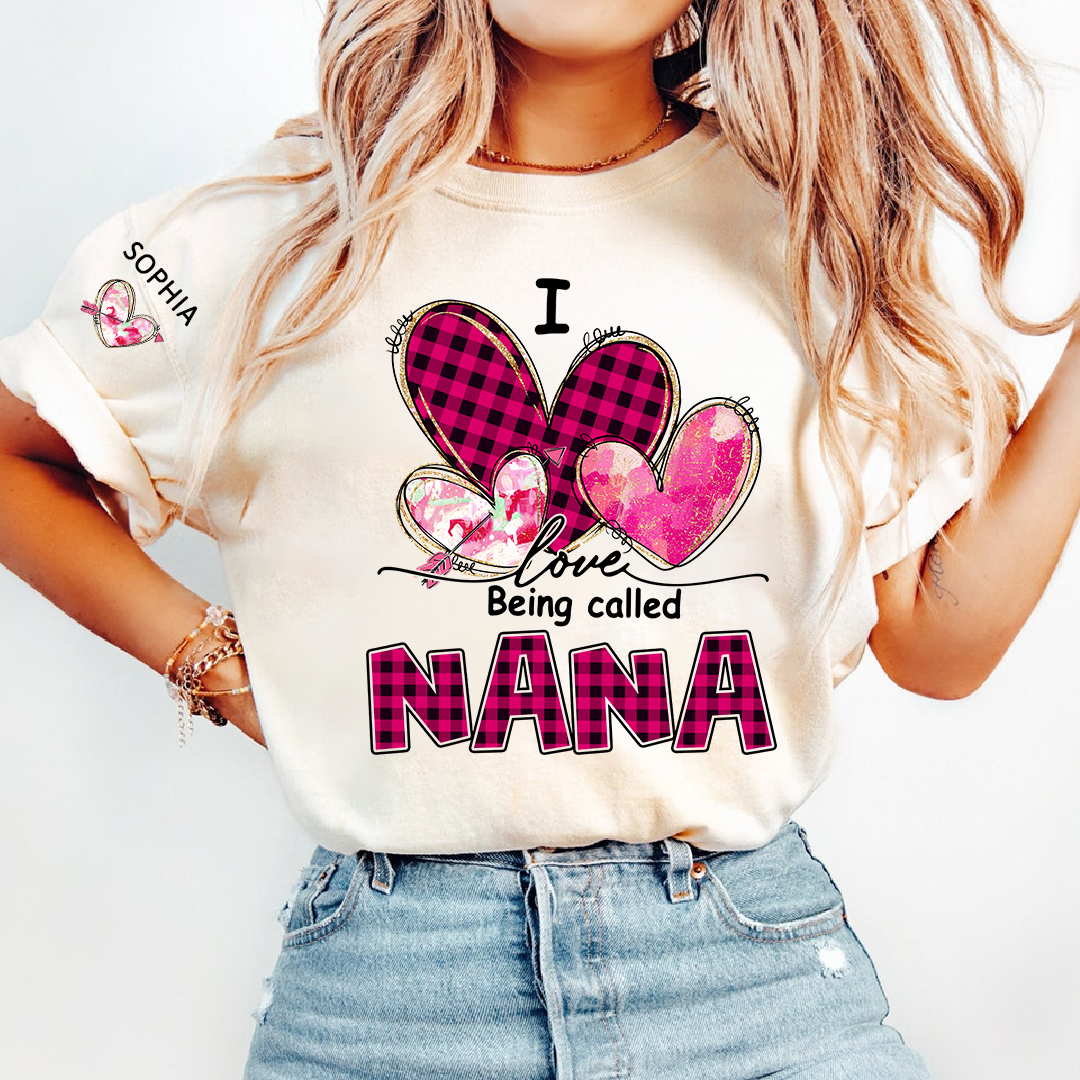I Love Being Called Mimi Pink Tone Design, Grandma Tshirt Personalized with Kids Name