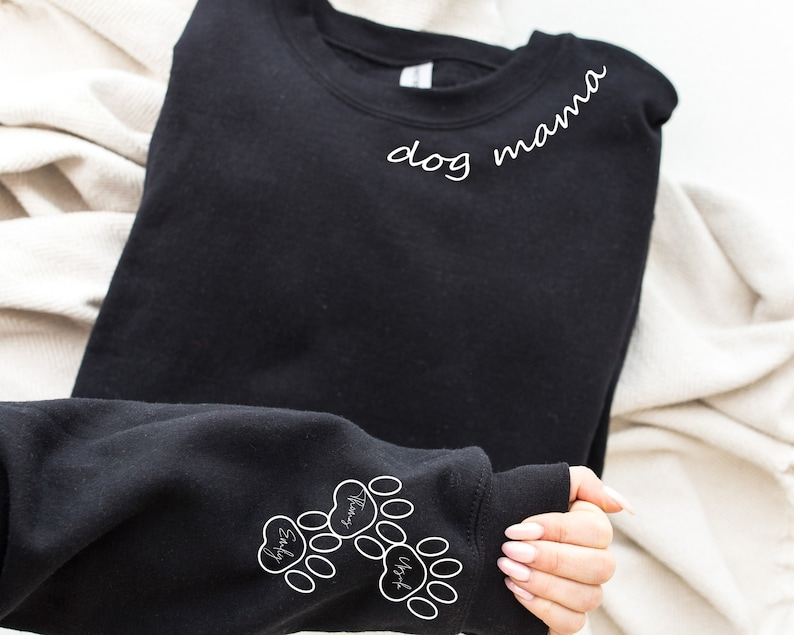 Personalized Dog Paw Hoodie, Custom Dog Mama Sweatshirt, Gift for Mama Sweatshirt, Dog Mom Gift for Pet Gift for Her, Pet Lovers
