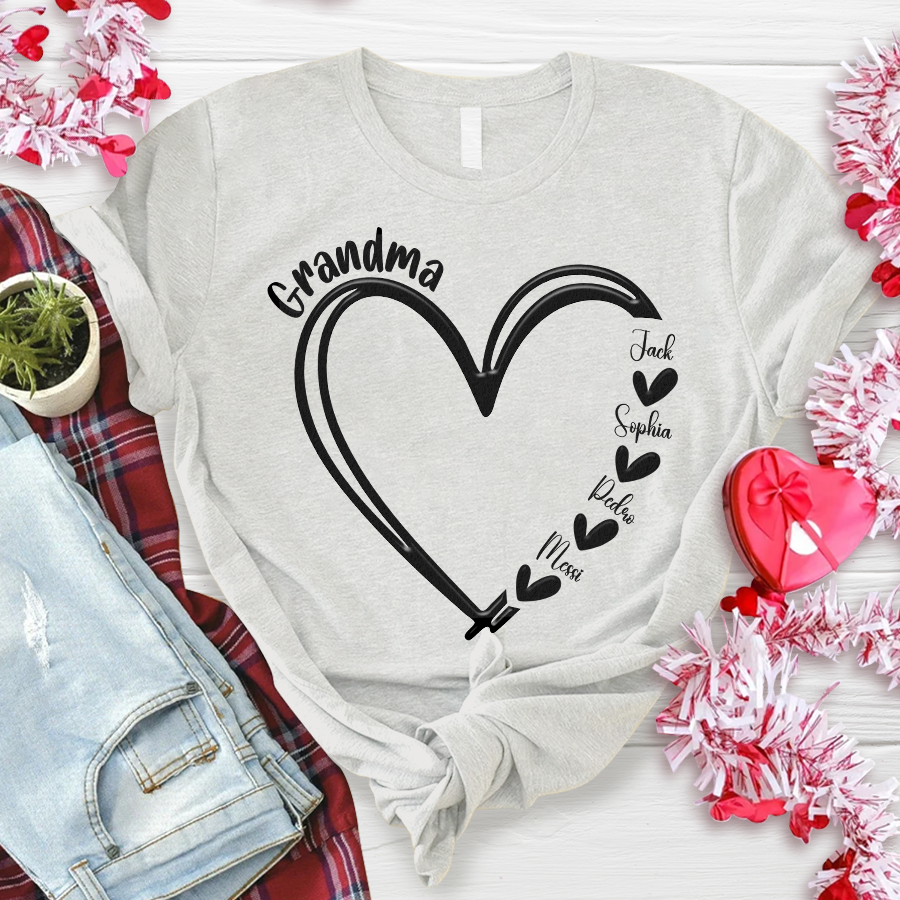 Custom Name Grandma And Kids, Puff Print Design  LTP01