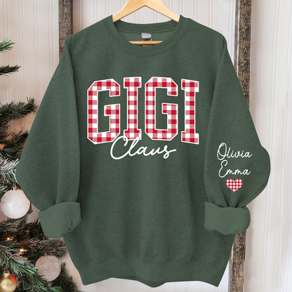 Custom Gigi Claus Red Caro Christmas With Kids Sweatshirt
